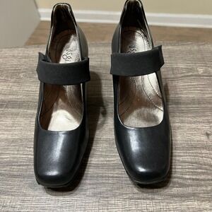 ASGi Marcy Women's 6.5 Black Mary Jane‎ Leather Comfort Heel